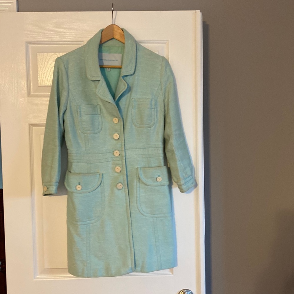 A baby blue pea coat
